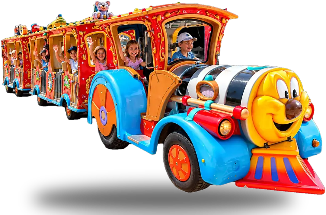 Trenuleț de agrement Circus de închiriat, cu copii în vagoane